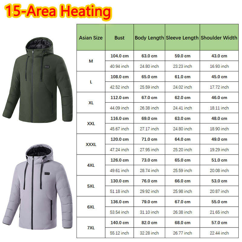 15 Area Heated Winter Hooded J - Outdoor Sport Winter Jacket recensie en prijs
