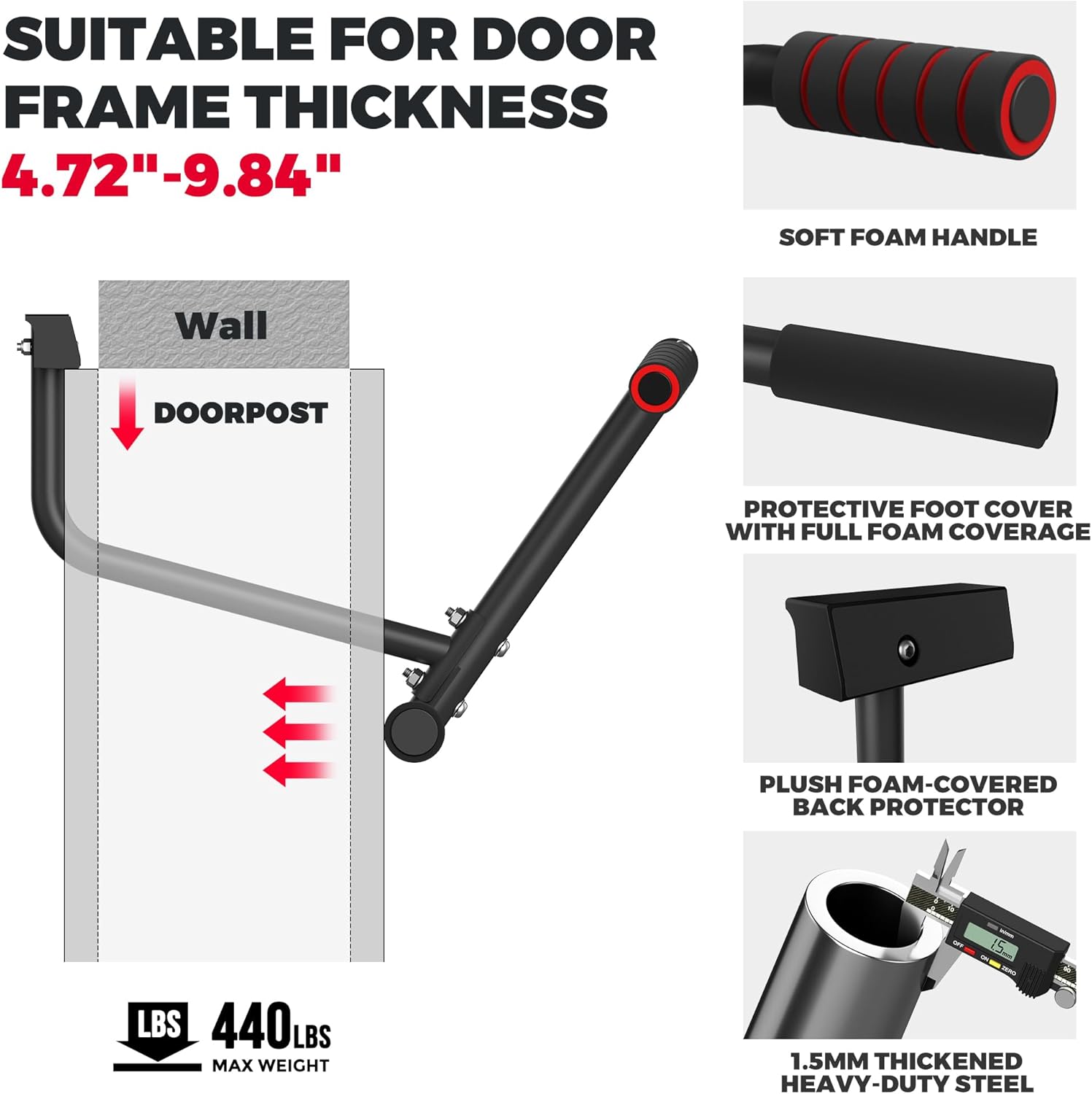 440 lbs Heavy Duty Pull Up Bar - Chin Bar Doorway recensie en prijs